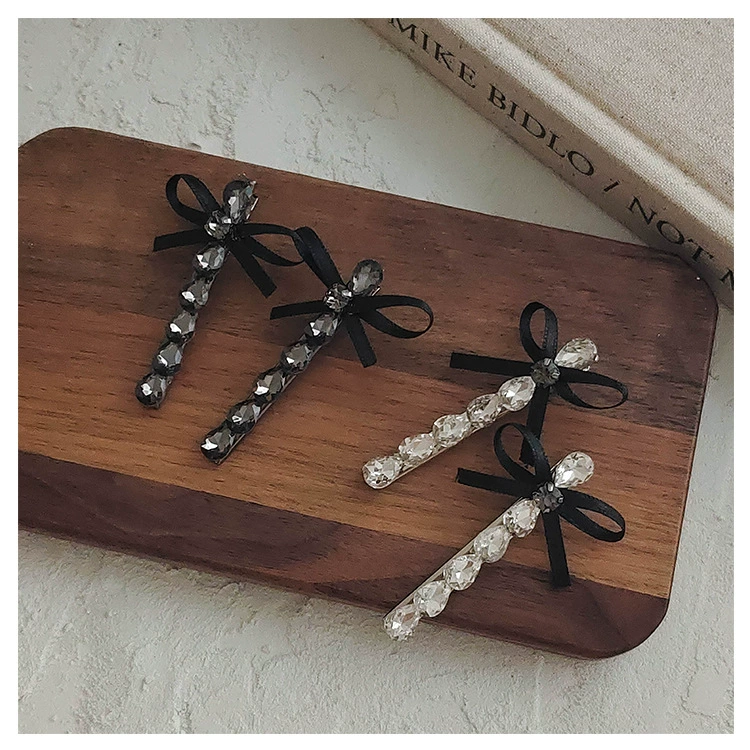 Retro hairgrip with bow, bangs, universal hairpins, hair accessory, french style