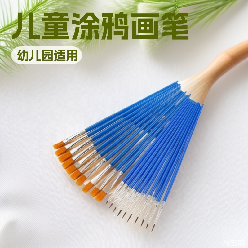 儿童尼龙数字油画笔涂鸦涂色颜料画刷铅笔幼儿园描线勾线水彩