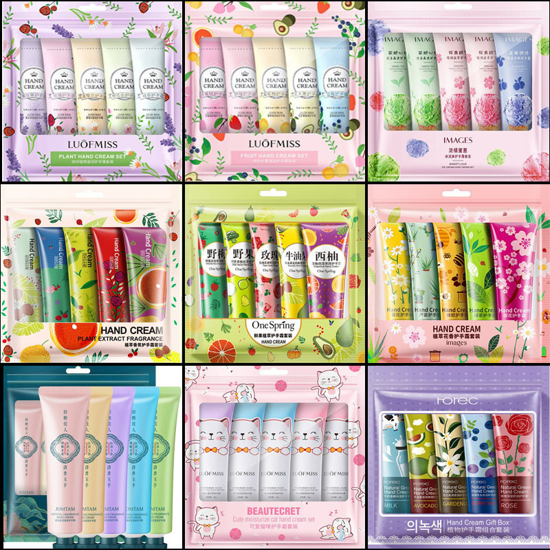 Boquanya Plant Extract Fragrance Hand Cream 5 Pack Hydrating Moisturizing Vaseline Hand Cream Souvenir Wholesale