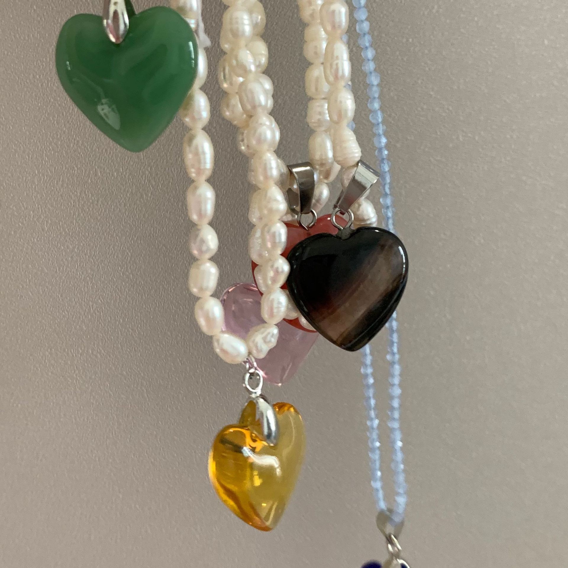 Fashion Heart Shape natural stone Pearl Pendant Necklace 1 Piece