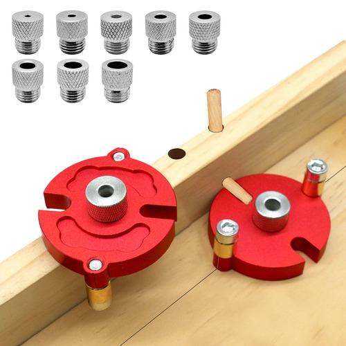 Woodworking center drilling locator, straight hole drilling tool, round wood tenon board splicing drilling locator DIY