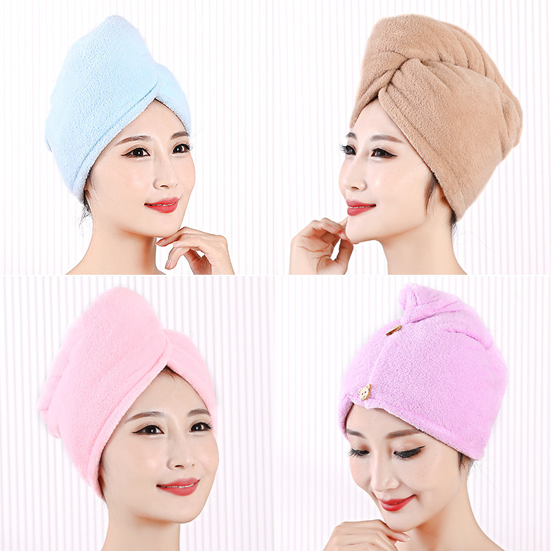 新作厚手二重構造ヘアドライキャップ レディース コーラルフリース ターバン 洗髪・拭き取り用 超吸水速乾タオル バスキャップ|undefined