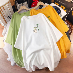 Pregnant Women's Summer Short-sleeved T-shirt Cotton Loose Mid-length Fashion Top Small Fresh Pregnant Women's Fashion 2023 Summer
