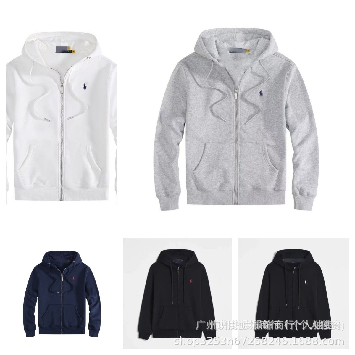 New Foreign Trade Cross-Border Lf Small Zipper Embroidered Cardigan Casual Loose Sweatshirt with Fleece Drawstring Hooded Jacket