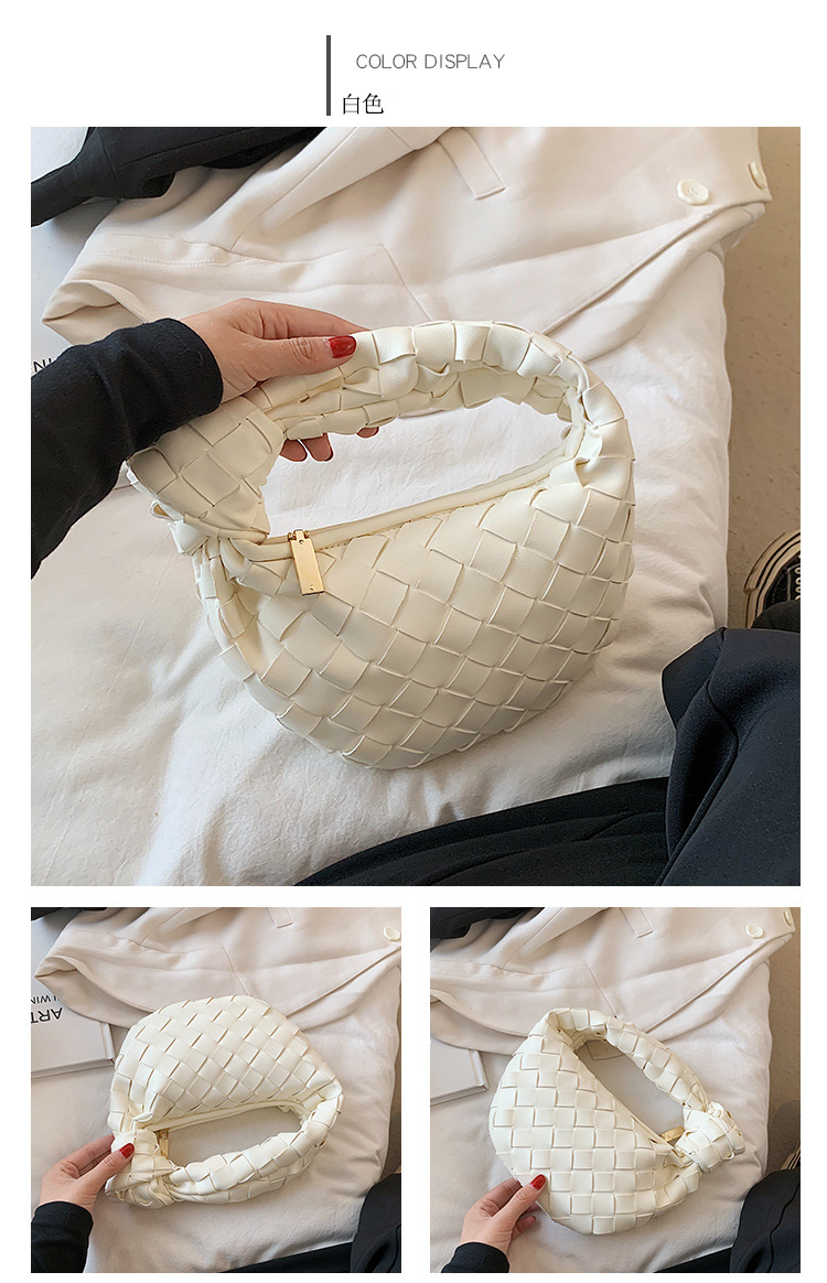 Solid Color Woven Knot Portable Croissant Bag Wholesale Nihaojewelry display picture 27