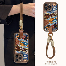 牛仔腊肠狗挂绳适用苹果16PRO美拉德手机壳15/14硅胶小羊皮13防摔