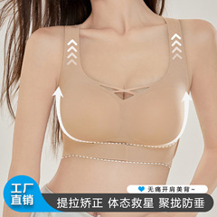 女士前扣提拉小胸聚拢矫正塑形美背防下垂文胸背心式透气显胸大