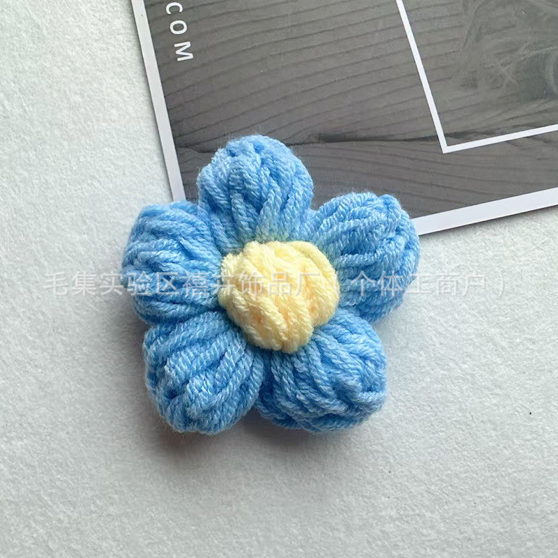 7cm ダブルラインビッグパフフラワーハンドフックウールフラワー五弁花 DIY 胸花ヘアピン衣類アクセサリーアクセサリー|undefined