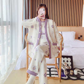 2024新款三件套月子服春秋怀孕期产后产妇哺乳孕妇睡衣女家居服