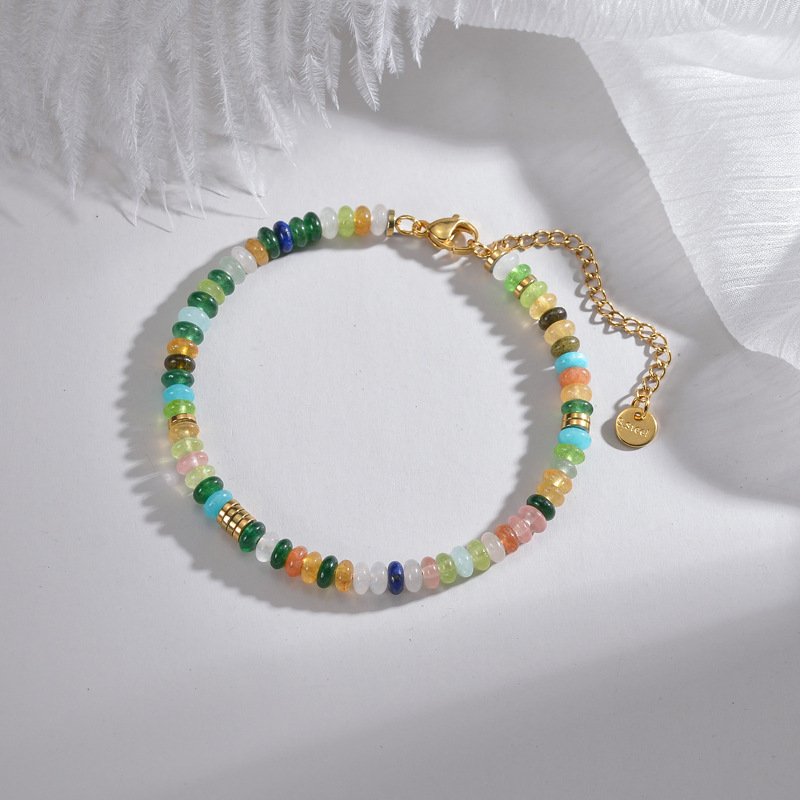 11g Weight Vacuum Plating Gold Plating Process 18K Gold Plated Plating Material Haematite Pendant Material Titanium Steel Inlay Material Bohemian Colorful 304 Stainless Steel 18K Gold Plated Titanium Steel Bracelets In Bulk