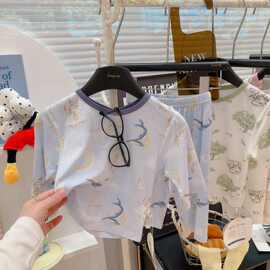 儿童夏季无骨莫代尔家居服套装男童女童天丝莫代尔七分袖九分裤