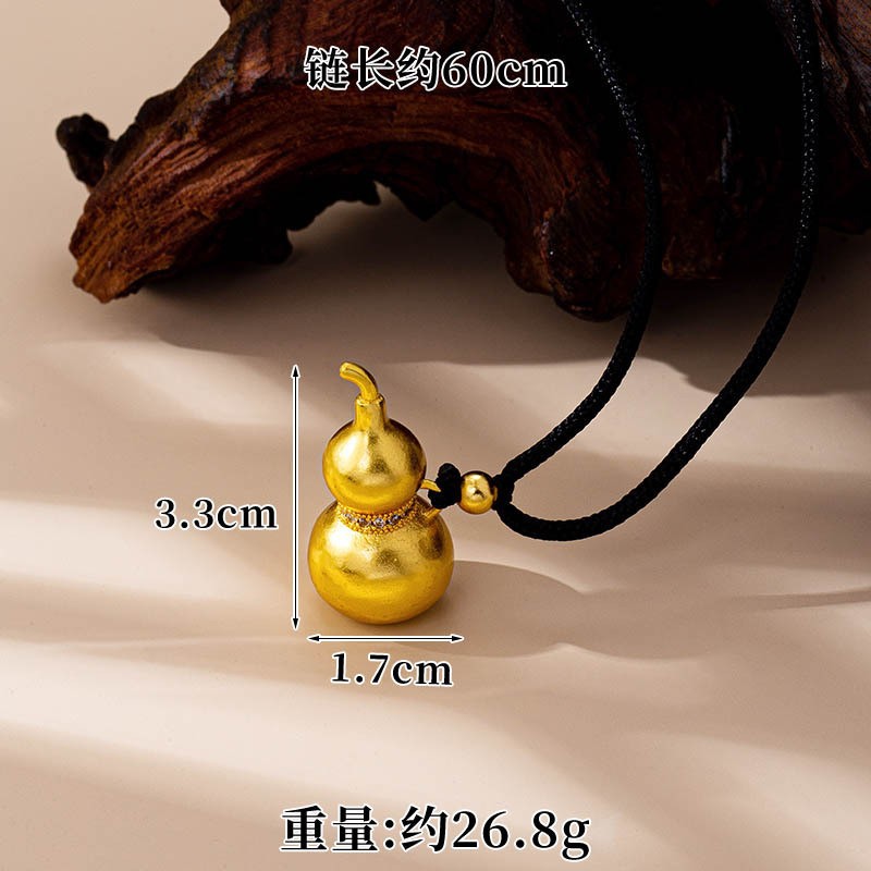 X4279 마이크로 상감 조롱박 목걸이-블랙 로프