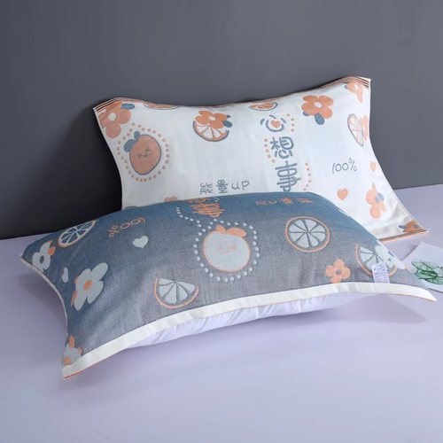 Adult 4-layer gauze pillowcase minimalist style cream single pillowcase