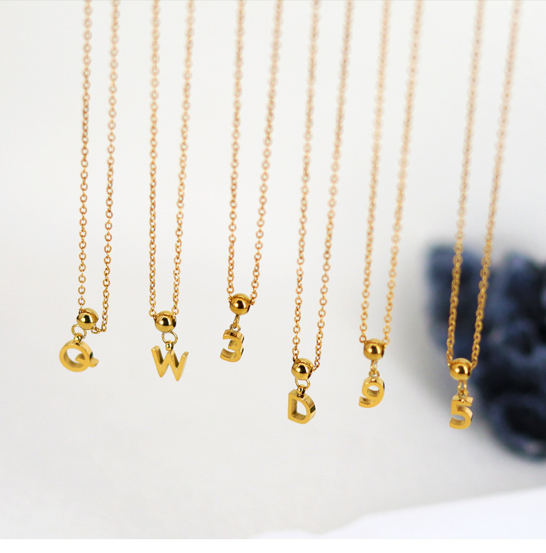 304 Stainless Steel Pendant Material Stainless Steel 18K Gold Plated Simple Style Plating Letter Pendant Necklace