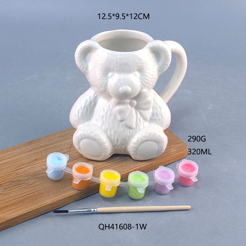 Inventario creativo de cerámica blanca con taza de oso de aluminio puede ser DIY con pigmentos de alto valor artesanía interesante