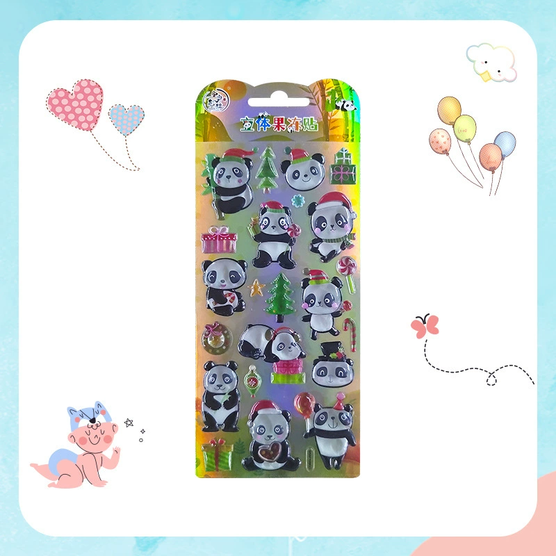 Карточка: Cartoon cute children's waterproof award for kindergarten, stickers for elementary school students, panda, cute animals, 3D, Birthday gift