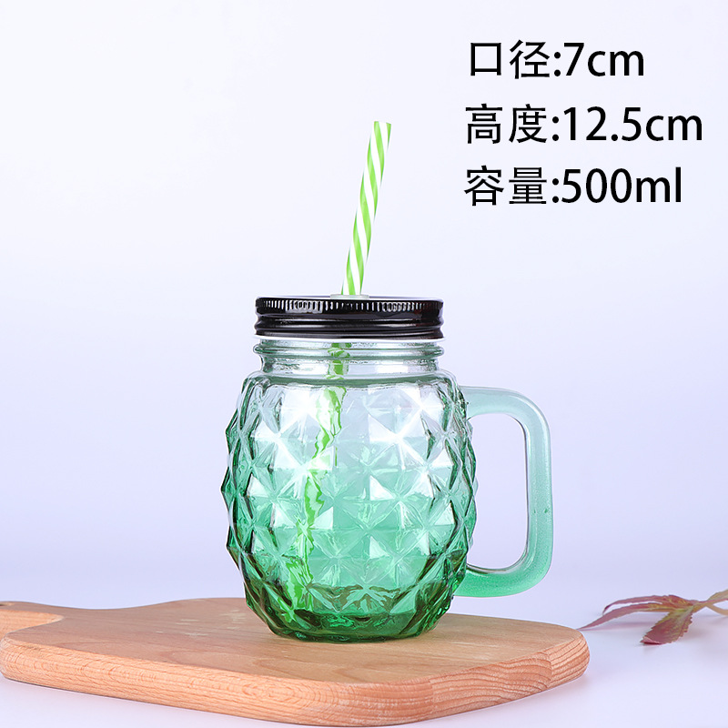 Fábrica al por mayor Polla taza Internet celebridad gradiente color Mason taza paja vidrio taza con mango fútbol taza de agua