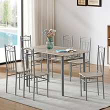 【富莱德】佛山外贸厂家批发钢木餐桌玻璃餐桌简约风格桌子椅子