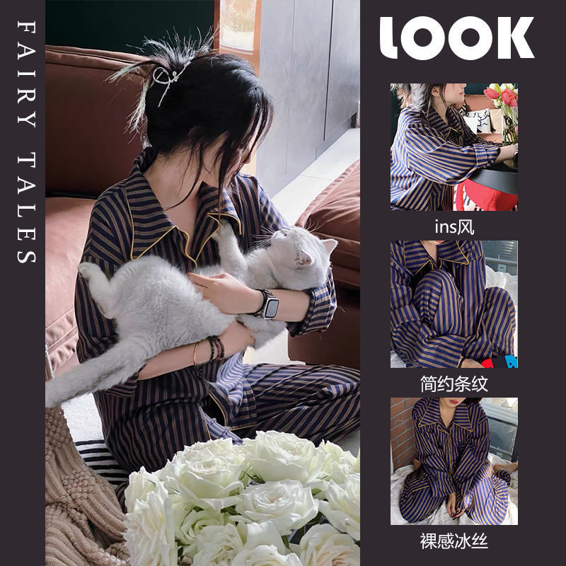Pijamas estilo Ins de algodón con estampado de oso y fresa japonesa para mujer, modelo nuevo primavera y otoño 2025, de manga larga, finos, se pueden usar fuera como ropa de estar por casa.