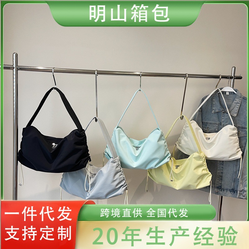 Capacious nylon one-shoulder bag