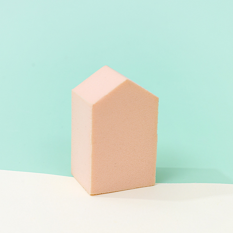 Transfronteriza personalizada pequeña casa en polvo tipo sala trapezoidal esponja de maquillaje huevo super suave polvo de cojín de aire seco y húmedo