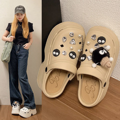 Women's Thick-soled Hole Shoes Summer 2024 New Outer Wear Heel-lifting Comfortable Top Cover Anti-slip Cool Slippers for Nurses
