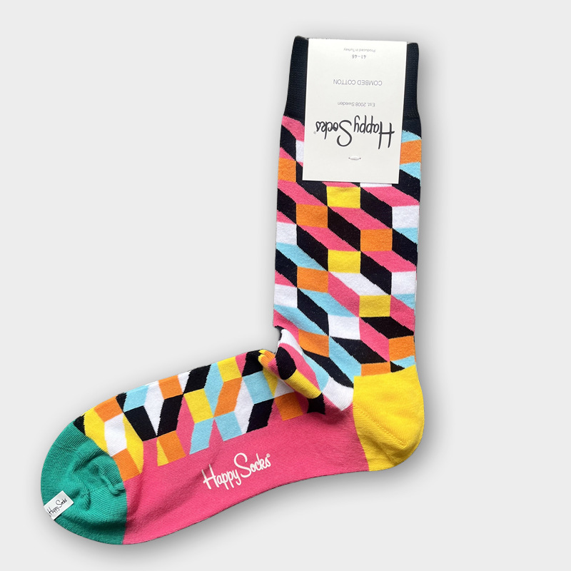ハッピーソックス メンズソックス ミドル丈 コーマ綿 吸汗消臭 通気性 スウェーデン製 おしゃれ カラフル 薄手