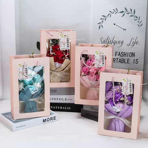 Valentine's Day Gift Everlasting Gypsophila Dried Bouquet of 7 Carnation Roses Soap Flower Gift Box Mother's Day Gift