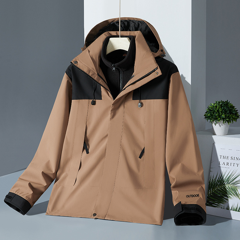 秋冬季三合一冲锋风衣户外夹克防护外套男女防水夹克情侣登山服|undefined