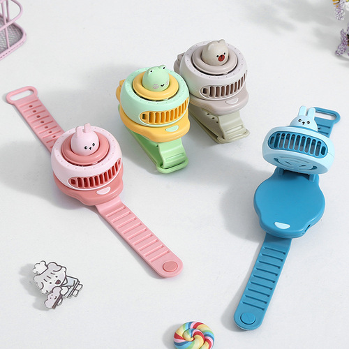 Factory Supply Creative Watches Fan Children USB Charging Cartoon Wrist Strap Mini Cute Fan