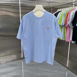 2025夏季短袖刺绣标T恤简潮纯色宽松短袖简约情侣短袖男T恤