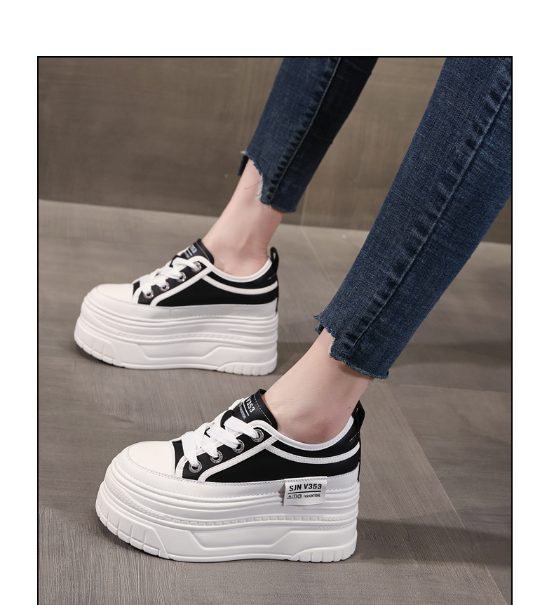 Giày sneaker nữ đế dày bánh xốp trắng phối đế độn cao — Màu đen chi tiết 15
