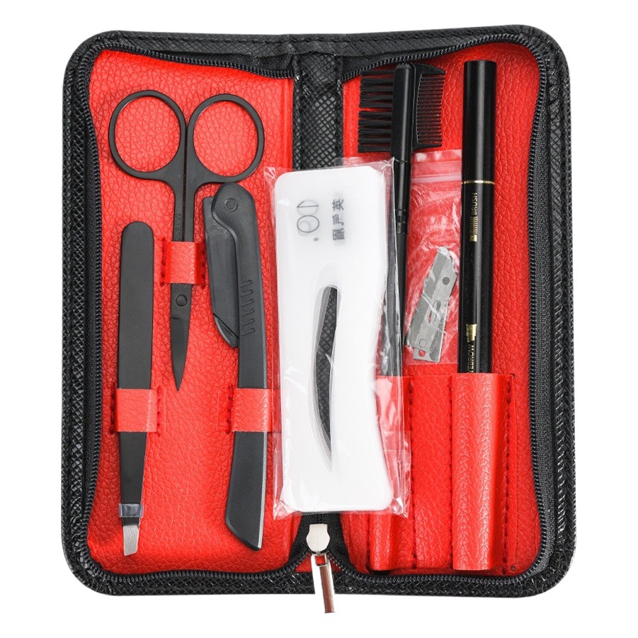 Factory eyebrow shaping suit 6-piece set stainless steel eyebrow clip eyebrow knife eyebrow scissors novice eyebrow scraping tool suit in stock
