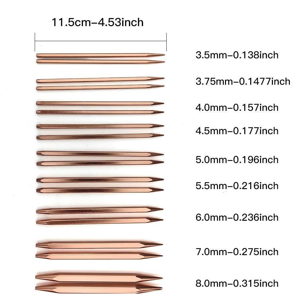 Aguja de suéter cuadrada transfronteriza de alúmina de oro rosa desmontable aguja de anillo 9 pago conjunto 3.5mm-8.0