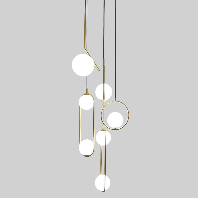 Stair long chandelier living room lamp post-modern villa duplex spiral chandelier Villa stair simple restaurant lamps