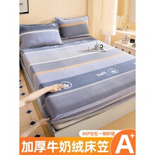 2025新款牛奶绒床笠冬季加绒床罩珊瑚绒加厚床垫保护罩防滑床单套