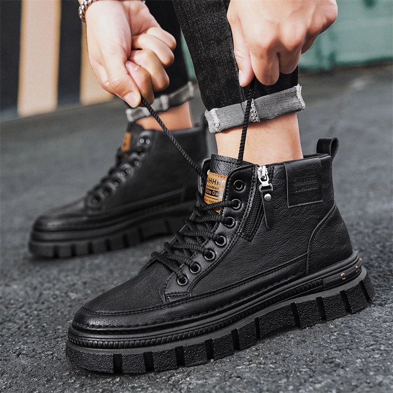 Men’s demi‑season high boots (Martens D087), side zipper, British style, leisure