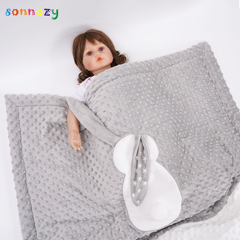 Bebé flanel doble engrosado edredón doble cara de dibujos animados para niños siesta manta calmante manta de peluche bebé