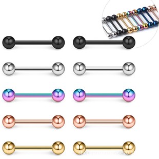 Factory direct human body piercing jewelry stainless steel ear bone nail direct vacuum plating titanium steel tongue nail cross-border explosion