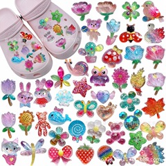 Hole shoe flower accessory high transparent sparkling powder facet sunflower rose resin decoration buckle shoe clip DIY accessories