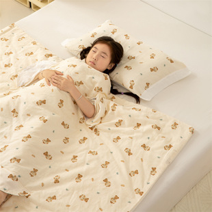 Baby Sleeping Anti-Kick Quilt Class a Cotton Four-Layer Gauze Kidsren's Anti-Kick Artifact Nap Thin Quilt Summer