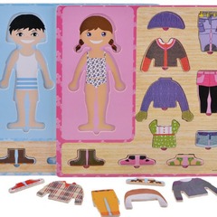 Direct Selling Wooden Boy and Girl Dress-Up Puzzle Game for Children's Intelligence Development