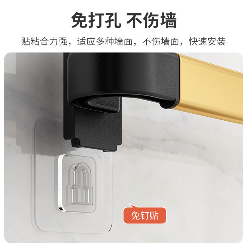 Toallero inodoro sin perforación Espacio Soporte para baño de aluminio Arteque para secar toallero de baño Red de red Varilla de almacenamiento de una sola varilla