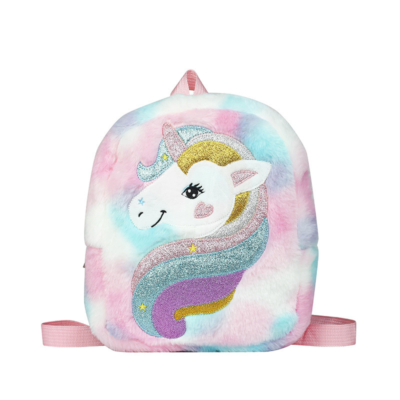 Nuevo bordado unicornio caricatura mochila de peluche mochila de gran capacidad para niñas mochila guardería lindas mochila