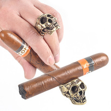 雪茄烟托支架创意铜雕刻骷髅雪茄展示架时尚个性戒指烟托架子