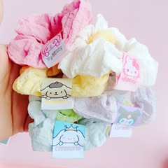 夏季清新三麗鷗布片大腸發圈彩色糖果色頭繩褶皺泡芙格頭圈後腦圈