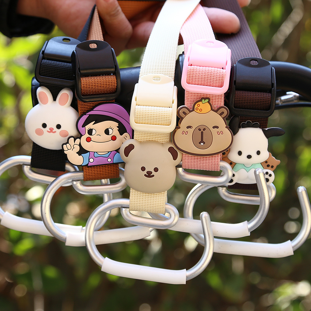Gancho de carro de batería delantero caricatura lindo carro de bebé gancho de carga artefacto pequeño burro gancho de correa de nylon