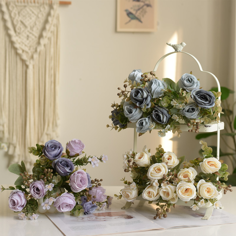 5 flores europeas imitación de rosa impera Mei mano rayo de props de fotografía decoración de mesa de comedor simple diseño de pared de flores moderno