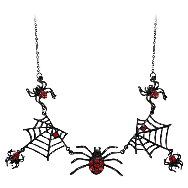 Spider Short Clavicle Chain Retro Gothic Dark Exaggerated Stylish Black Spider Web Necklace Female Halloween Gift
