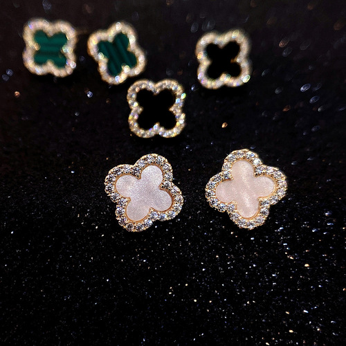 Fashionable, simple, personalized, high-end, micro-embellished earrings, 925 silver needles, internet celebrity live broadcast, popular jewelry earrings 77443